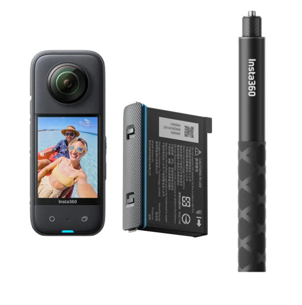 Insta360 - Action Camera X3 - Ensemble avec batterie de rechange et selfie stick 23-114 cm