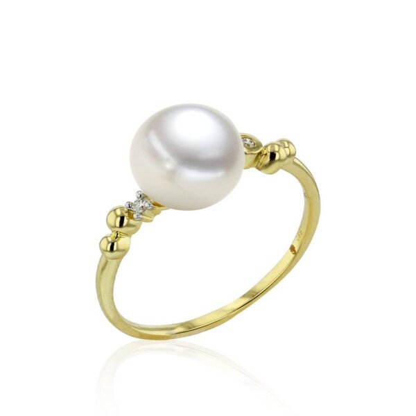Luna-Pearls - 005.1090 - Bague - 750/-Or blanc avec Perle de culture de Tahiti et Diamants
